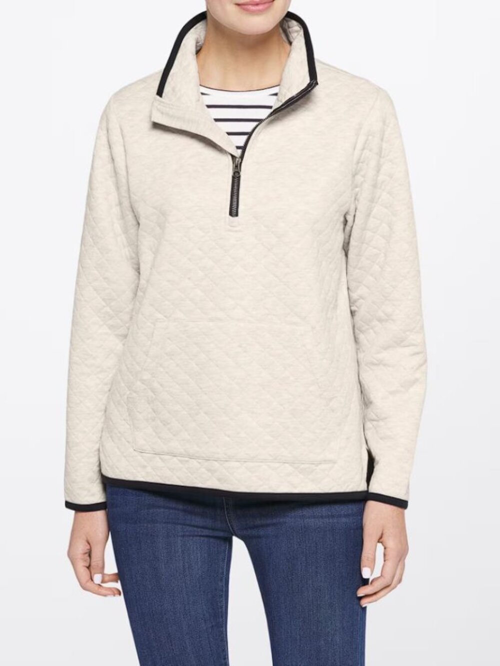 MARKET & SPRUCE Women's Lisa Quilted Fleece Half Zip Pullover Sweatshirt Size L